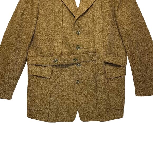 Moss Bros Roberts of Selkirk Pure New Wool Norfolk Jacket Vintage Mens 42R Brown - Picture 4 of 8